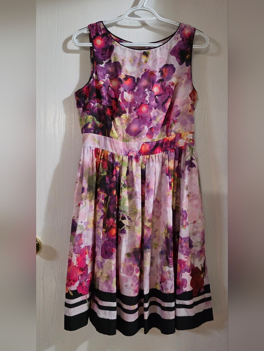 Liz Claiborne Purple Floral Sleeveless Twirl Dress